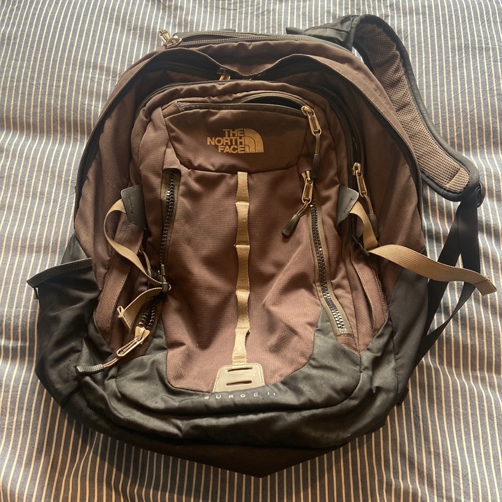 Unisex- Brown NorthFace Surge II Backpack